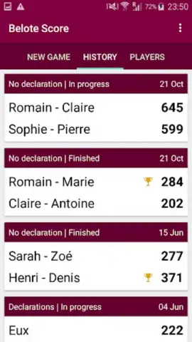 Belote Score скриншот 1