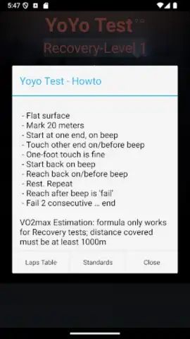 Yo-Yo Test скриншот 14