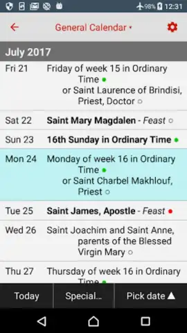 Catholic Calendar from Universalis скриншот 6