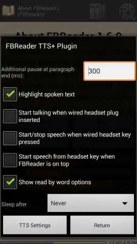 FBReader TTS+ Plugin скриншот 2